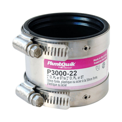 Fernco Proflex Schedule 40 2 in. Hub X 2 in. D Hub Neoprene Rubber 3-1/2 in. Shielded Coupling