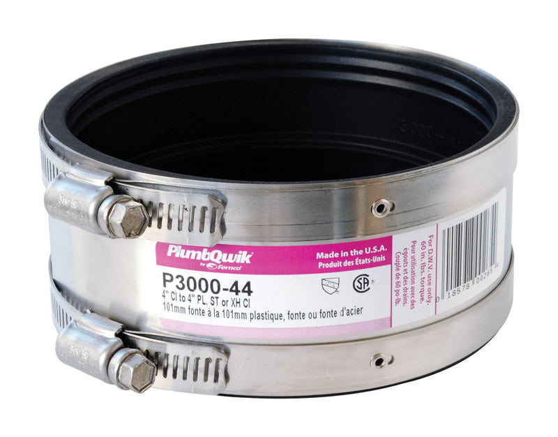 Fernco Proflex Schedule 40 4 in. Hub X 4 in. D Hub Neoprene Rubber 5-1/2 in. Shielded Coupling
