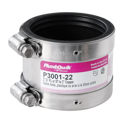 Fernco Proflex Schedule 40 2 in. Hub X 2 in. D Hub Neoprene Rubber 3-1/2 in. Shielded Coupling