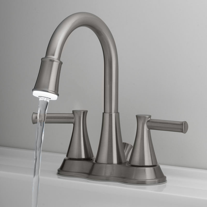 Oakbrook Collection Brushed Nickel Doria Two-Handle Bathroom Sink Faucet 4 in.