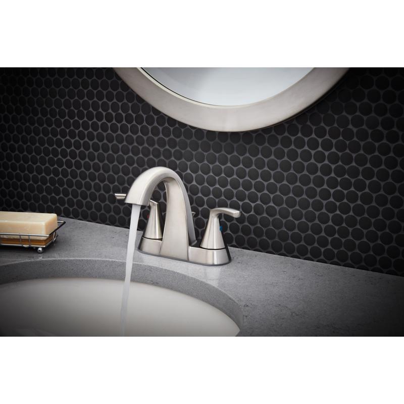 Oakbrook Collection Pacifica Brushed Nickel Transitional Two-Handle Bathroom Sink Faucet 4 in.