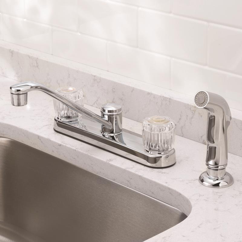 Oakbrook Collection Essentials Two Handle Chrome Kitchen Faucet Side Sprayer Included