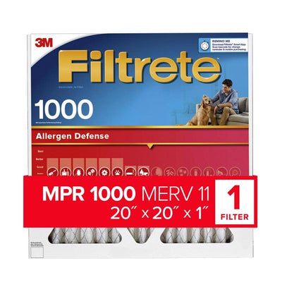 Filtrete Allergen Defense 20 in. W X 20 in. H X 1 in. 1000 MPR Pleated Air Filter