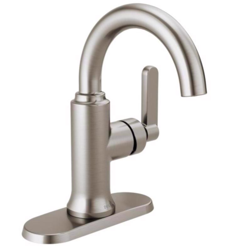 Delta Alux Brushed Nickel Contemporary Pop-up Bathroom Sink Faucet 4 in.