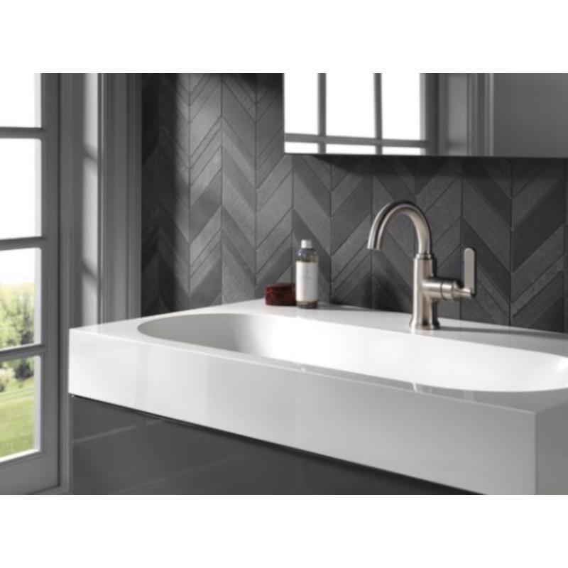 Delta Alux Brushed Nickel Contemporary Pop-up Bathroom Sink Faucet 4 in.
