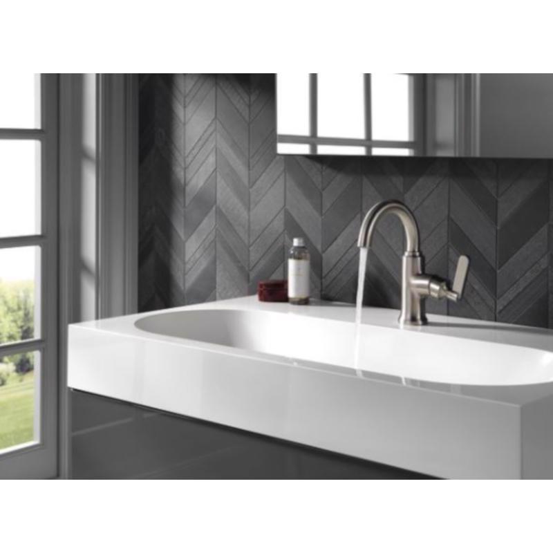 Delta Alux Brushed Nickel Contemporary Pop-up Bathroom Sink Faucet 4 in.