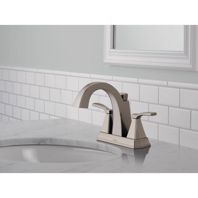 Delta Flynn Stainless Steel Traditional Pop-up Bathroom Sink Faucet 4 in.