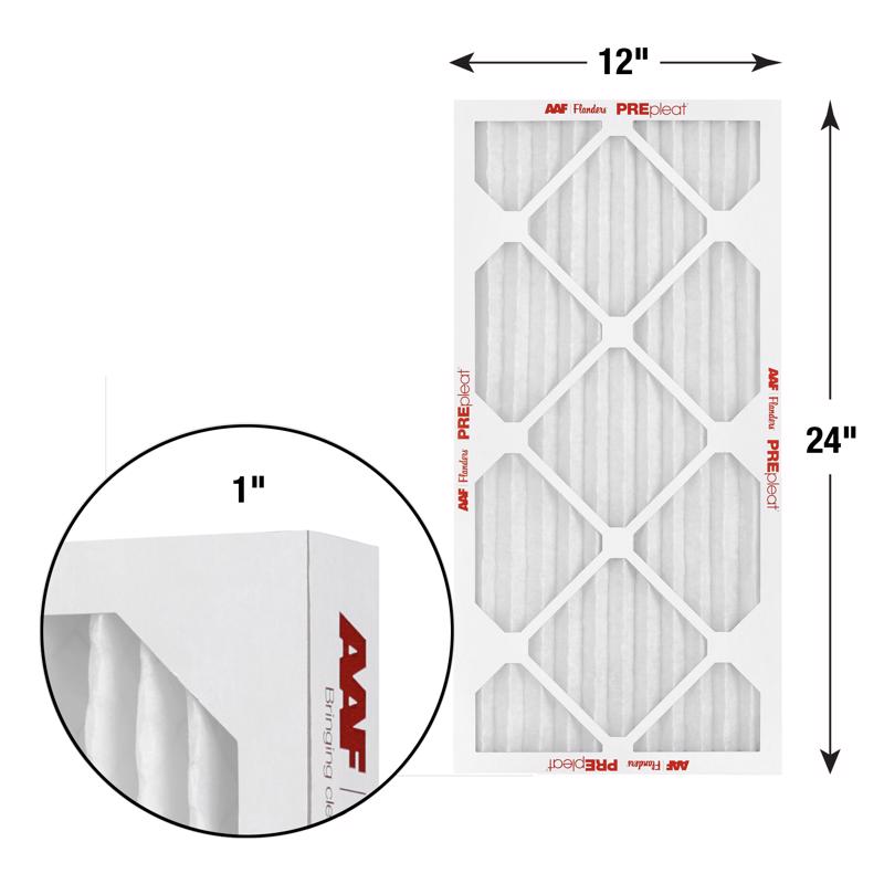 AAF Flanders PREpleat LPD SC M10 24 in. W X 12 in. H X 1 in. Synthetic 10 MERV Pleated Air Filter 1