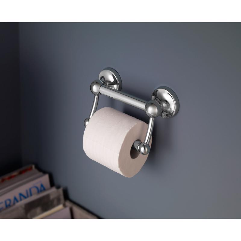 Delta 5 in. L Polished Chrome Stainless Steel Toilet Paper Holder with Assist Bar