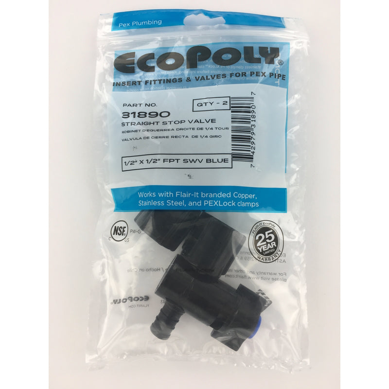 Flair-It Ecopoly 1/2 in. PEX Barb X 1/2 in. D FPT Plastic Swivel Valve