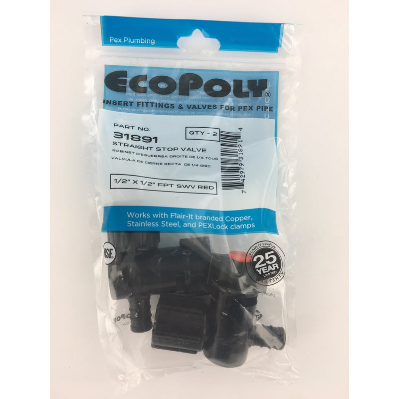 Flair-It Ecopoly 1/2 in. PEX Barb X 1/2 in. D FPT Plastic Swivel Valve