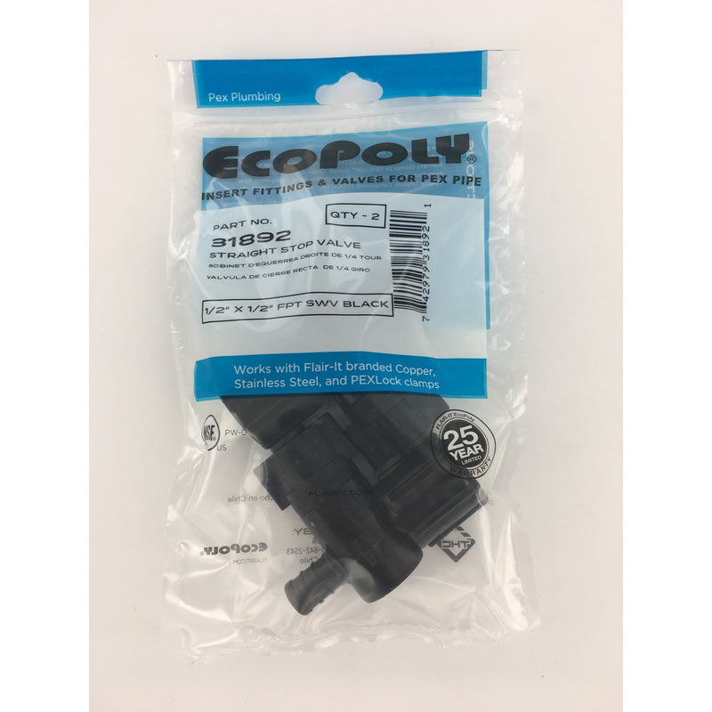 Flair-It Ecopoly 1/2 in. PEX Barb X 1/2 in. D FPT Plastic Swivel Valve