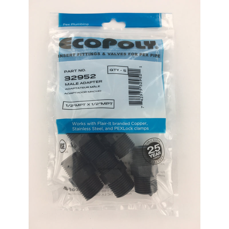 Flair-It Ecopoly 1/2 in. MPT X 1/2 in. D MPT Plastic Male Adapter