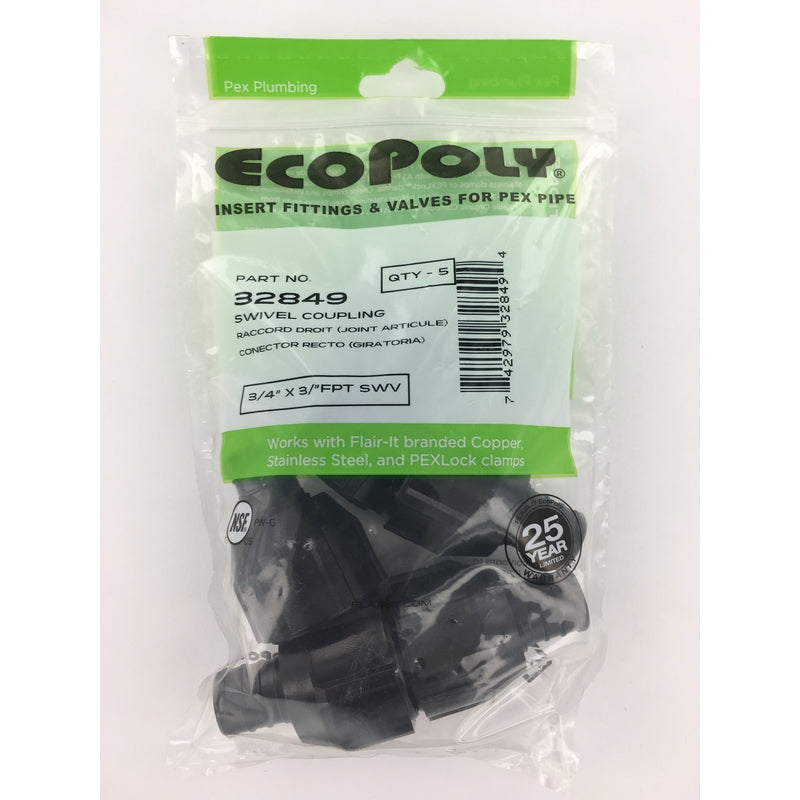 Flair-It Ecopoly 3/4 in. PEX X 3/4 in. D FPT Plastic Swivel Coupling