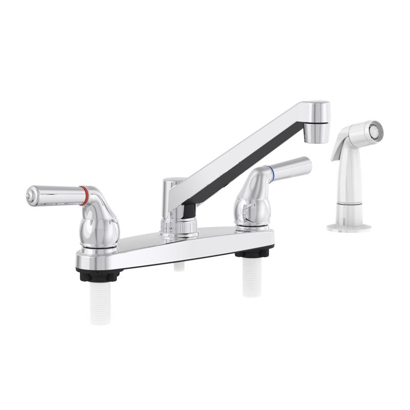 Home Plus Two Handle Chrome Kitchen Faucet Side Sprayer Included