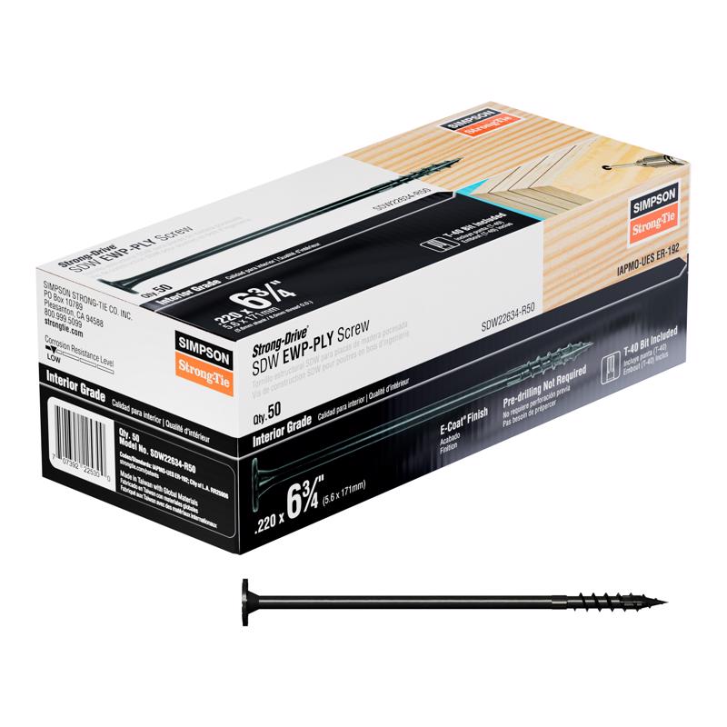 Simpson Strong-Tie Strong-Drive No. 10 X 6-3/4 in. L Star E-Coat Bold Wood Screws 50 pk