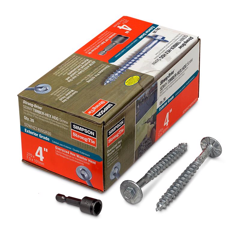 Simpson Strong-Tie Strong-Drive No. 2 Sizes X 4 in. L Star Hex Washer Head Serrated Structural Screw