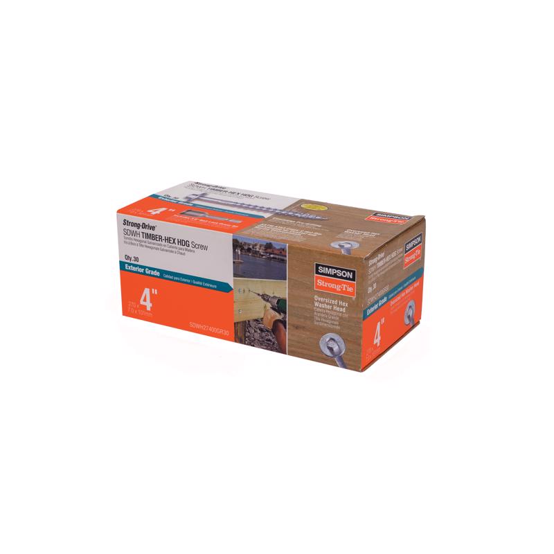 Simpson Strong-Tie Strong-Drive No. 2 Sizes X 4 in. L Star Hex Washer Head Serrated Structural Screw