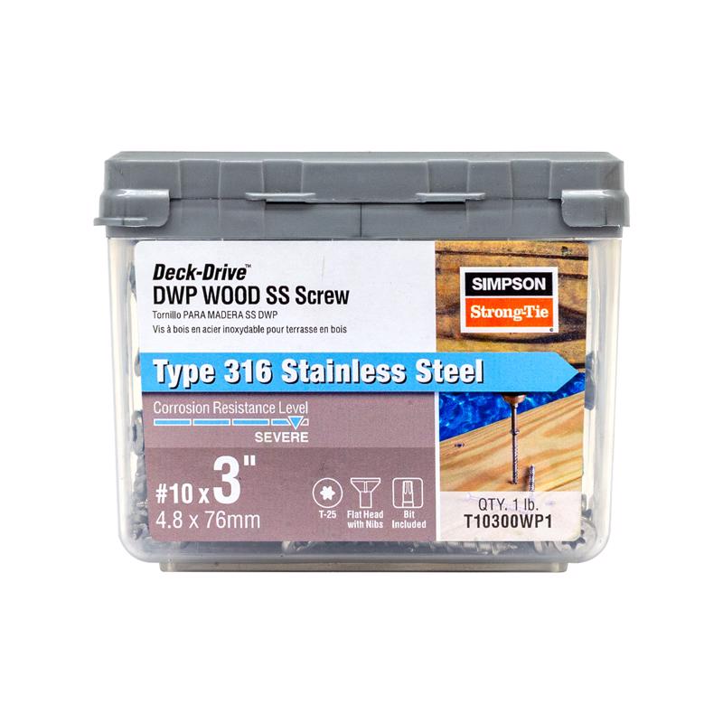 Simpson Strong-Tie No. 10 X 3 in. L Lobe Stainless Steel Box Exterior Wood Screw 68 pk