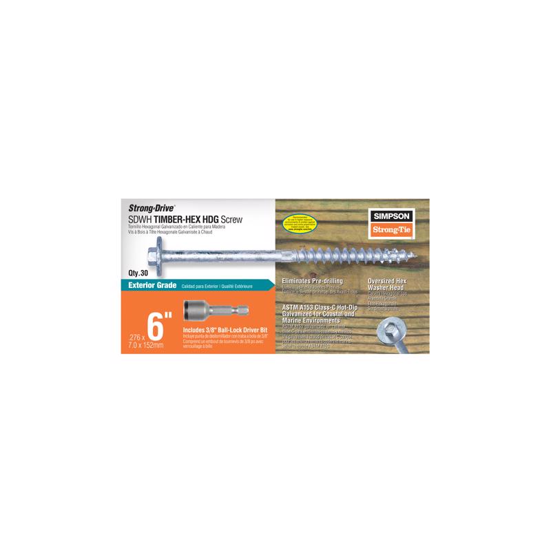 Simpson Strong-Tie Strong-Drive No. 2 Sizes X 6 in. L Star Hex Washer Head Serrated Structural Screw