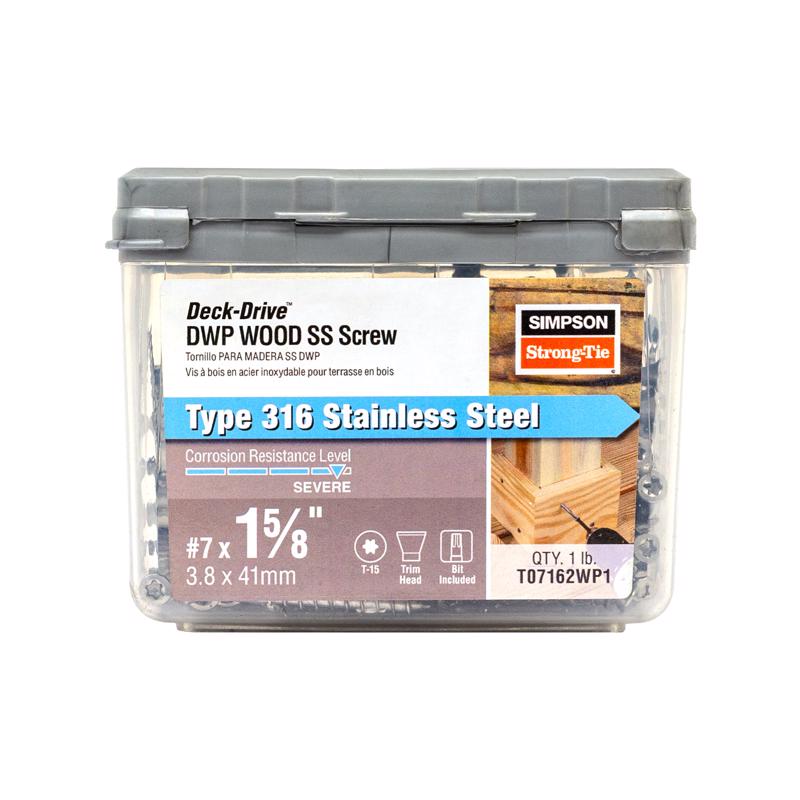 Simpson Strong-Tie No. 7 Sizes X 1-5/8 in. L Lobe Trim Head Deck Screws 1 lb 195 pk