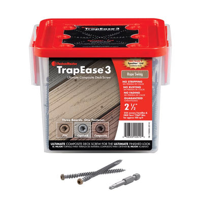 FastenMaster TrapEase No. 20 X 2-1/2 in. L Rope Swing Torx Ttap Star Head Composite Deck Screws 350