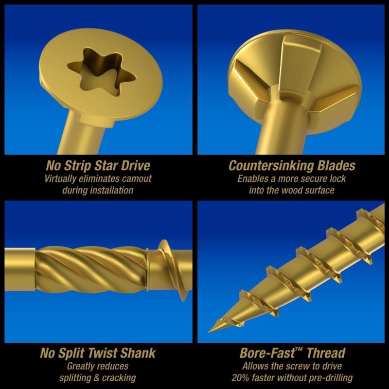 HILLMAN Power Pro No. 8 in. X 1-3/4 in. L Bronze Star Flat Head Premium Deck Screws 5 lb 803 pk