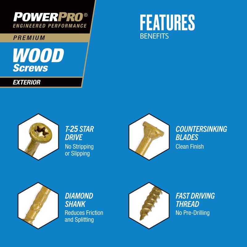 HILLMAN Power Pro No. 8 in. X 2 in. L Bronze Star Flat Head Premium Deck Screws 5 lb 709 pk