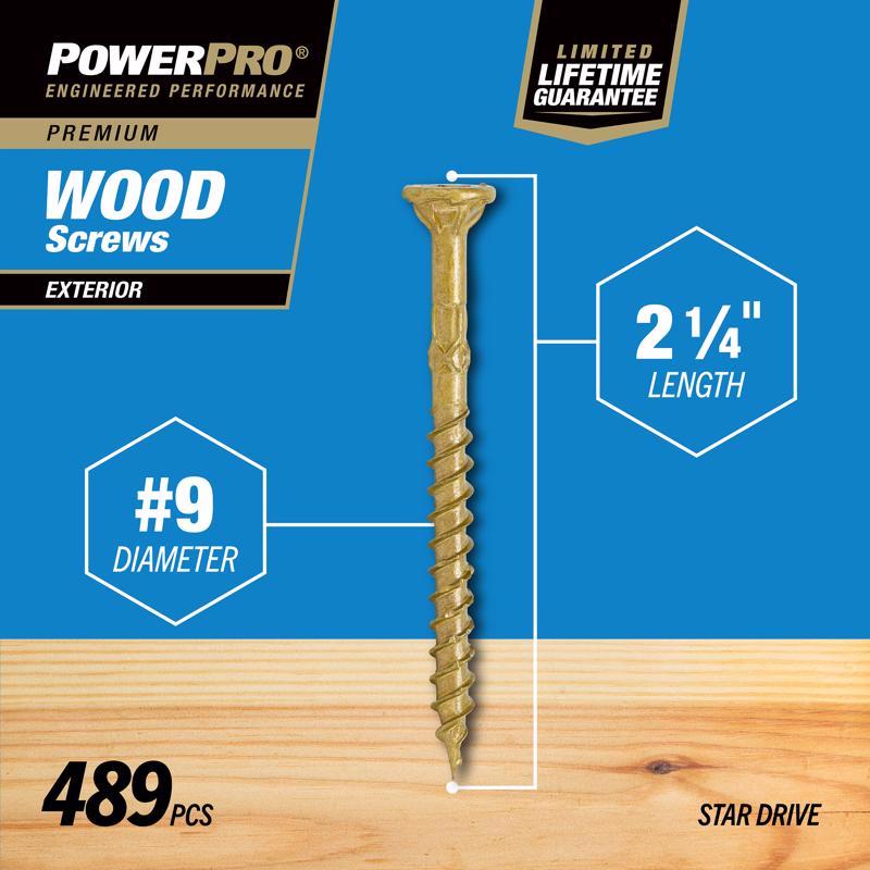 HILLMAN Power Pro No. 9 in. X 2-1/4 in. L Bronze Star Flat Head Premium Deck Screws 5 lb 489 pk