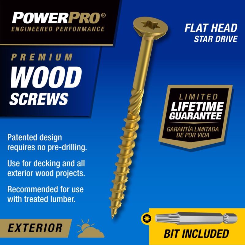 HILLMAN Power Pro No. 9 in. X 2-1/2 in. L Bronze Star Flat Head Premium Deck Screws 1 lb 88 pk