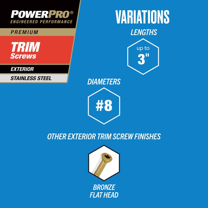 HILLMAN Power Pro No. 8 X 3 in. L Star Ceramic Coarse Trim Screws 489 pk