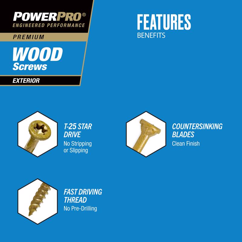HILLMAN Power Pro No. 8 X 1-1/4 in. L Star Bronze Ceramic Coarse Wood Screws 220 pk