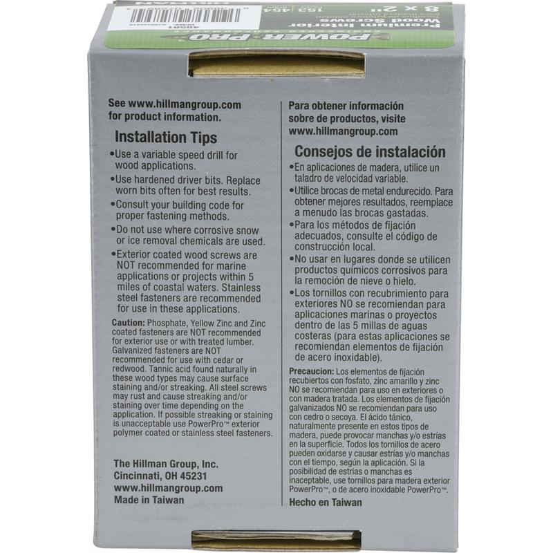 HILLMAN Power Pro No. 8 X 2 in. L Star Yellow Zinc Coarse Wood Screws 141 pk