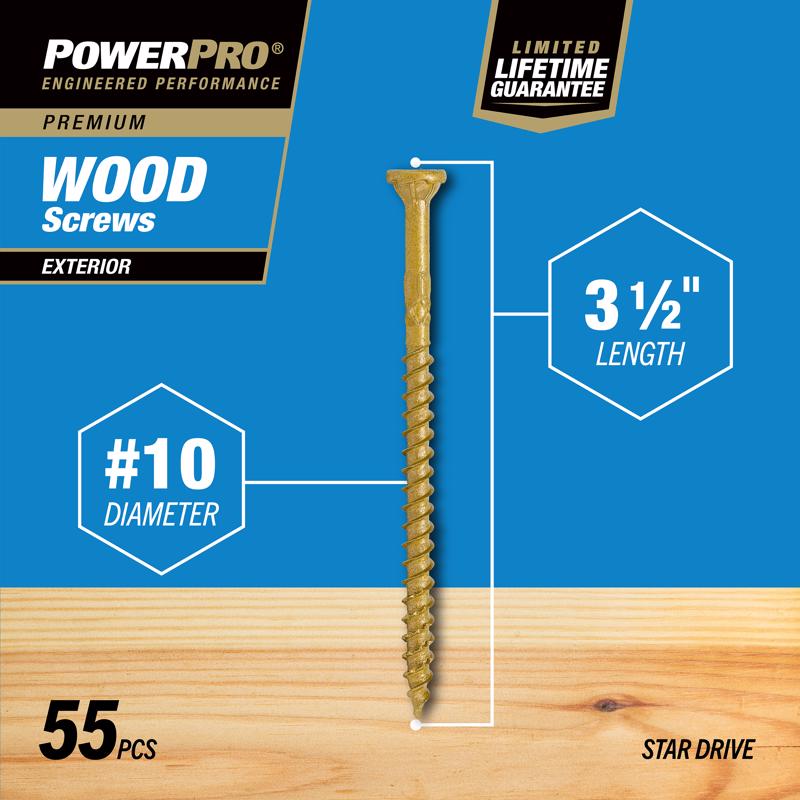 HILLMAN Power Pro No. 10 Ga. X 3-1/2 in. L Bronze Star Flat Head Premium Deck Screws 1 lb 55 pk