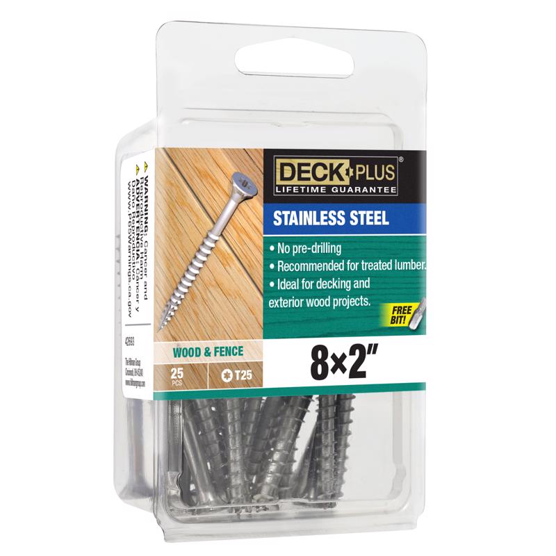HILLMAN Deck Plus No. 8 Ga. X 2 in. L Silver Star Flat Head Deck Screws 25 pk