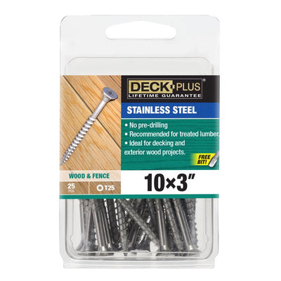 HILLMAN Deck Plus No. 10 Ga. X 3 in. L Star Flat Head Deck Screws 25 pk