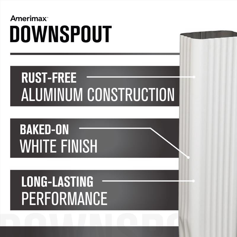 Amerimax 3 in. H X 4 in. W X 10 ft. L White Aluminum Rectangular Downspout