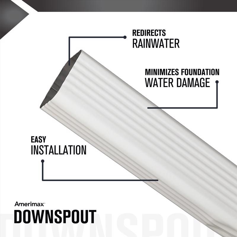 Amerimax 3 in. H X 4 in. W X 10 ft. L White Aluminum Rectangular Downspout