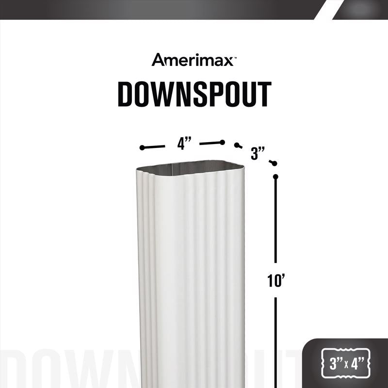 Amerimax 3 in. H X 4 in. W X 10 ft. L White Aluminum Rectangular Downspout