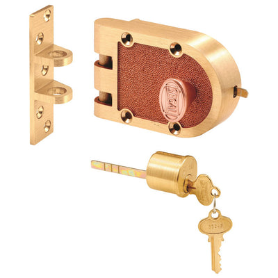 Prime-Line Segal Brushed Brass Solid Bronze Alloy Single Cylinder Deadbolt Keyed Differently