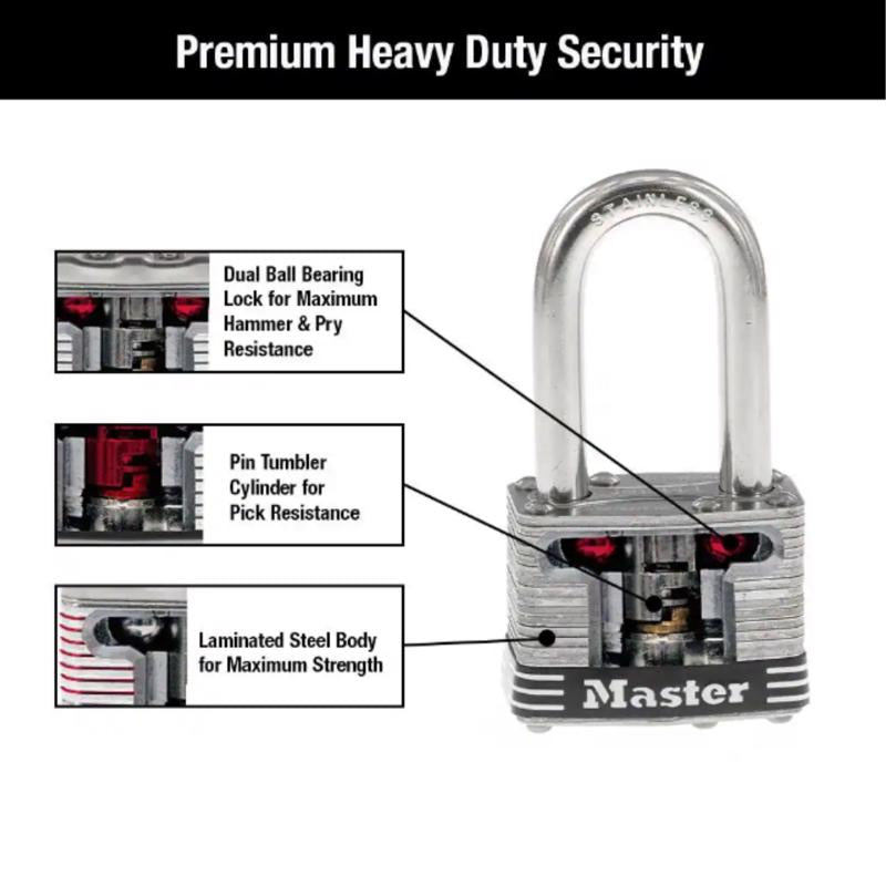 Master Lock 3.18 in. H X 1-3/4 in. W Stainless Steel 4-Pin Tumbler Marine Padlock