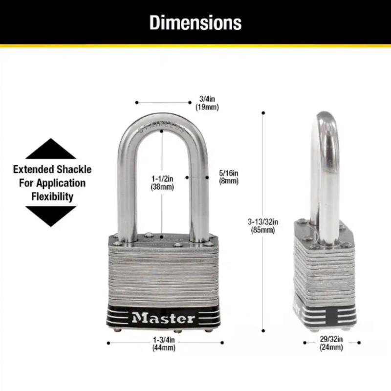 Master Lock 3.18 in. H X 1-3/4 in. W Stainless Steel 4-Pin Tumbler Marine Padlock
