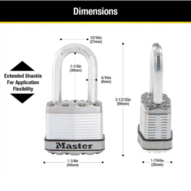 Master Lock 3-13/32 in. H X 1-3/4 in. W X 1.5 in. L Stainless Steel Ball Bearing Locking Weather-Res