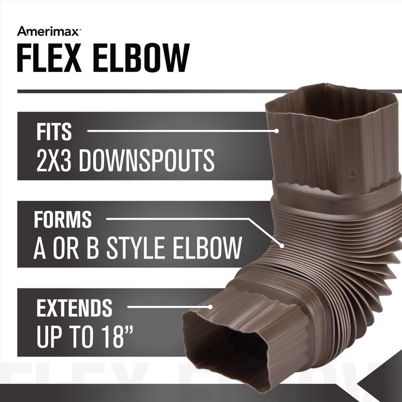 Amerimax 2 in. H X 3 in. W X 7.5 in. L Brown Vinyl Gutter Elbow