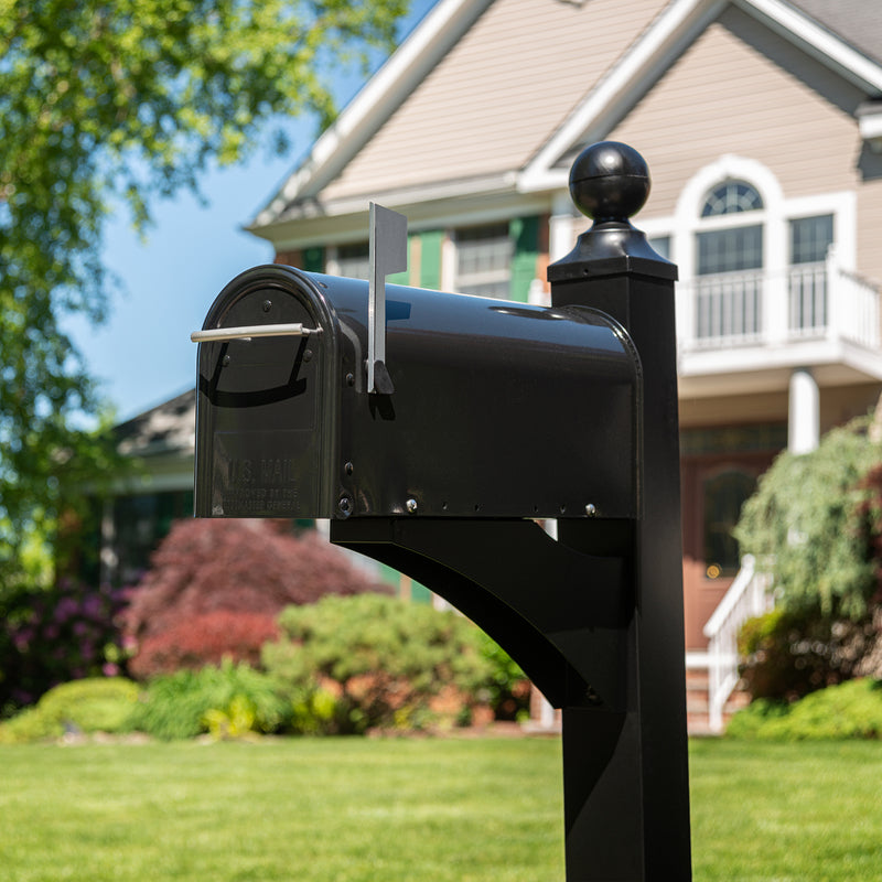 Architectural Mailboxes Franklin Contemporary Galvanized Steel Post Mount Black Mailbox