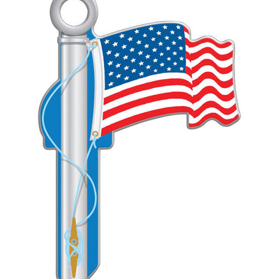 Lucky Line American Flag House Key Blank 68 SC1 Single For Schlage Locks