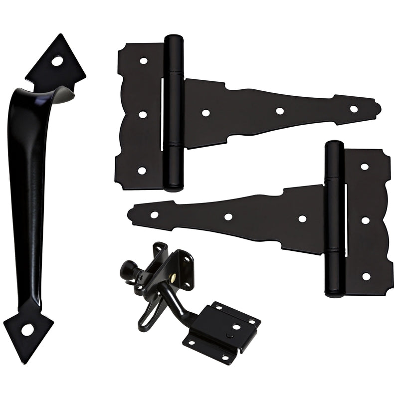 National Hardware Black Steel Gate Hardware Kit