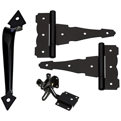 National Hardware Black Steel Gate Hardware Kit