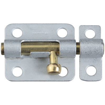 National Hardware 2-1/2 in. L Galvanized Brass/Steel Barrel Bolt