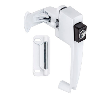 National Hardware Zinc-Plated White Zinc Push Button Keyed Latch